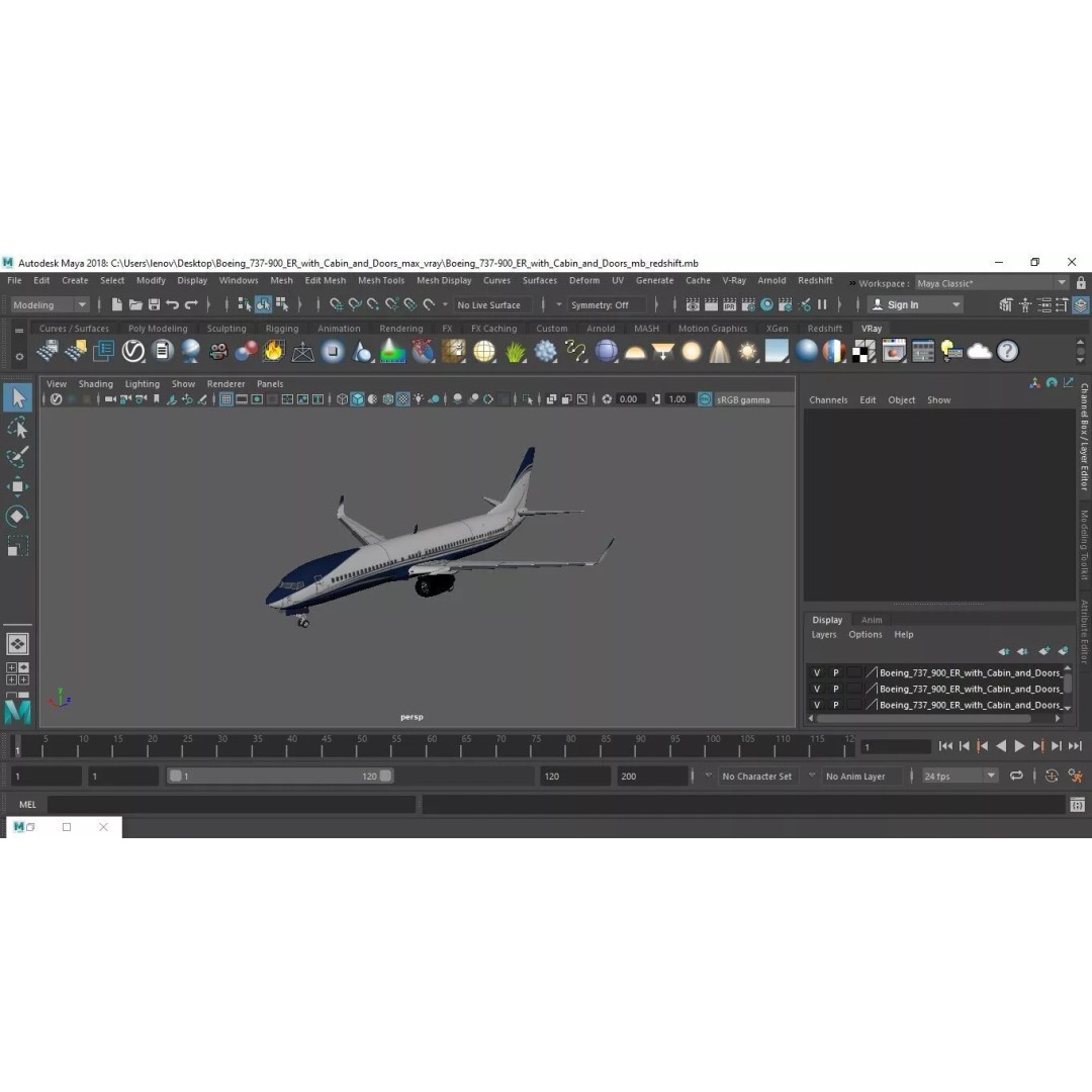 Boeing 737-900 ER 3D Model – Detailed Commercial Aircraft with Cabin and Doors