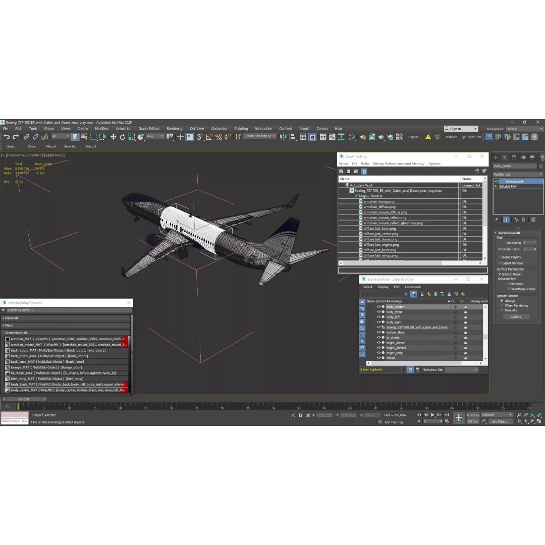 Boeing 737-900 ER 3D Model – Detailed Commercial Aircraft with Cabin and Doors - View 35