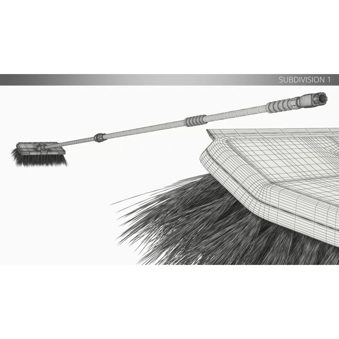 Extended Flow-Through Wash Brush 3D Model – PBR Textured Cleaning Tool, FBX - View 10