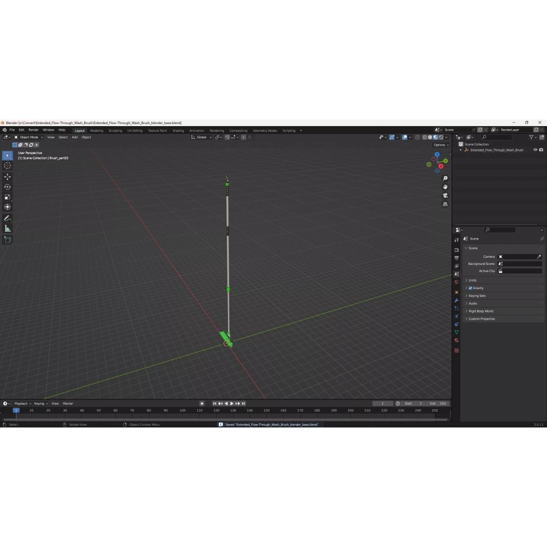 Extended Flow-Through Wash Brush 3D Model – PBR Textured Cleaning Tool, FBX - View 16