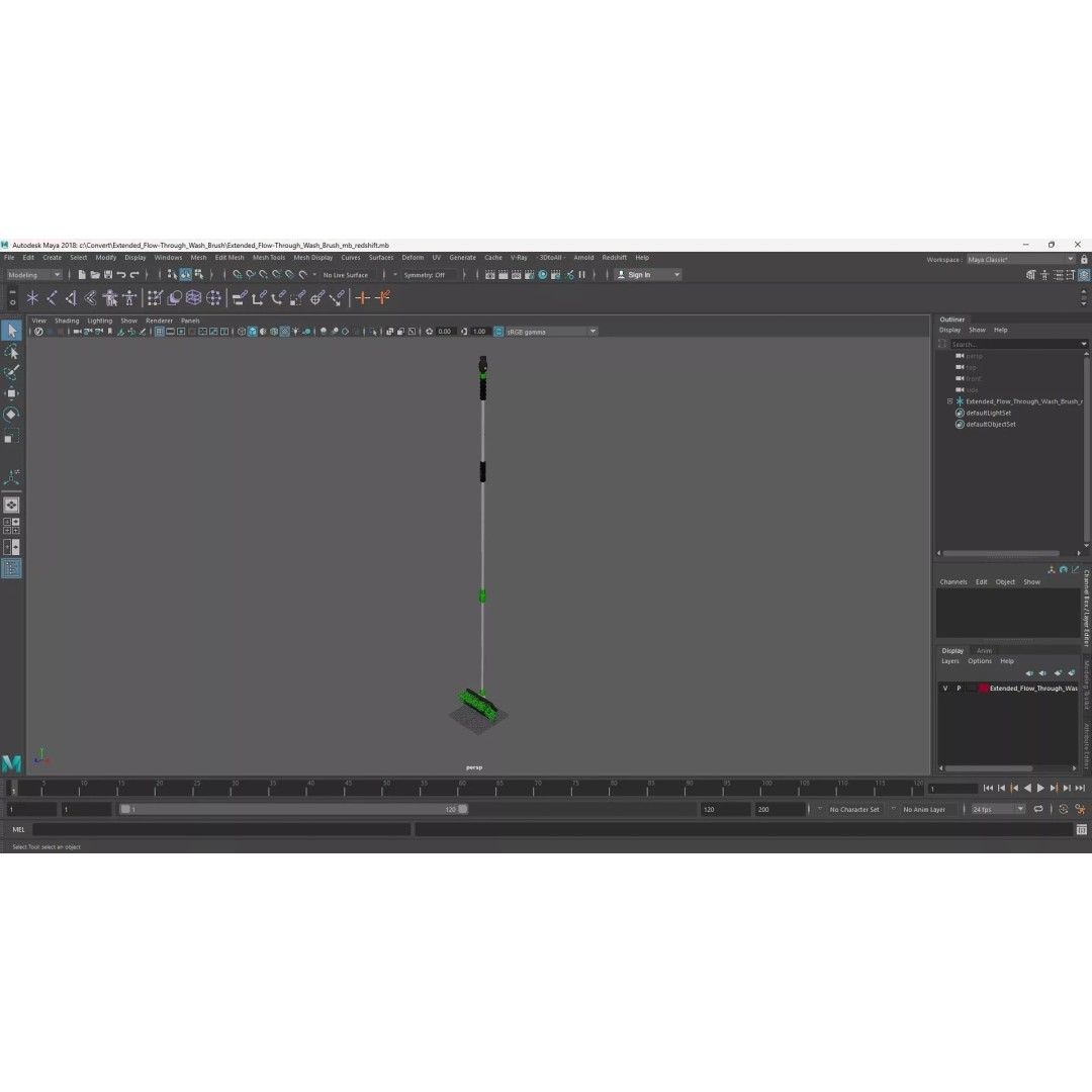 Extended Flow-Through Wash Brush 3D Model – PBR Textured Cleaning Tool, FBX - View 17
