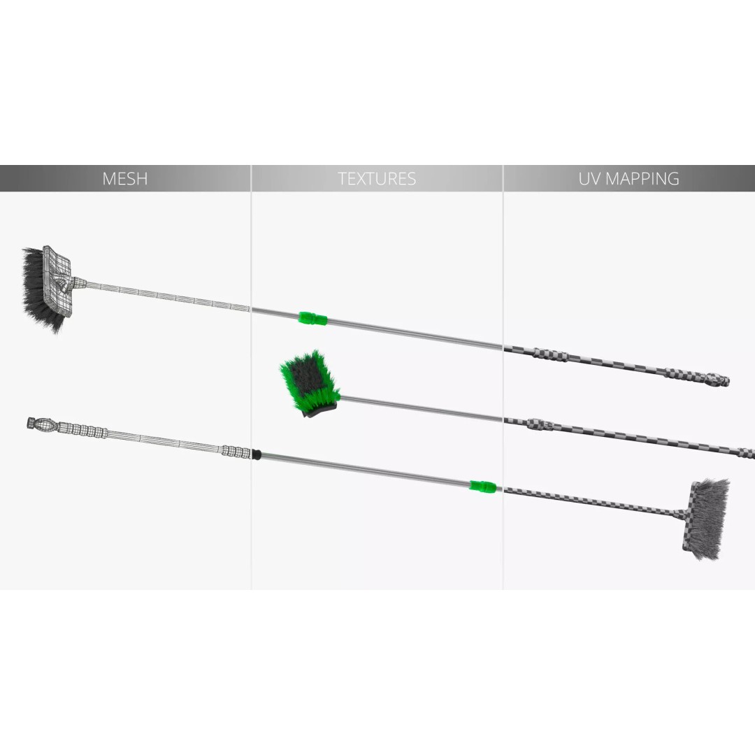 Extended Flow-Through Wash Brush 3D Model – PBR Textured Cleaning Tool, FBX - View 8