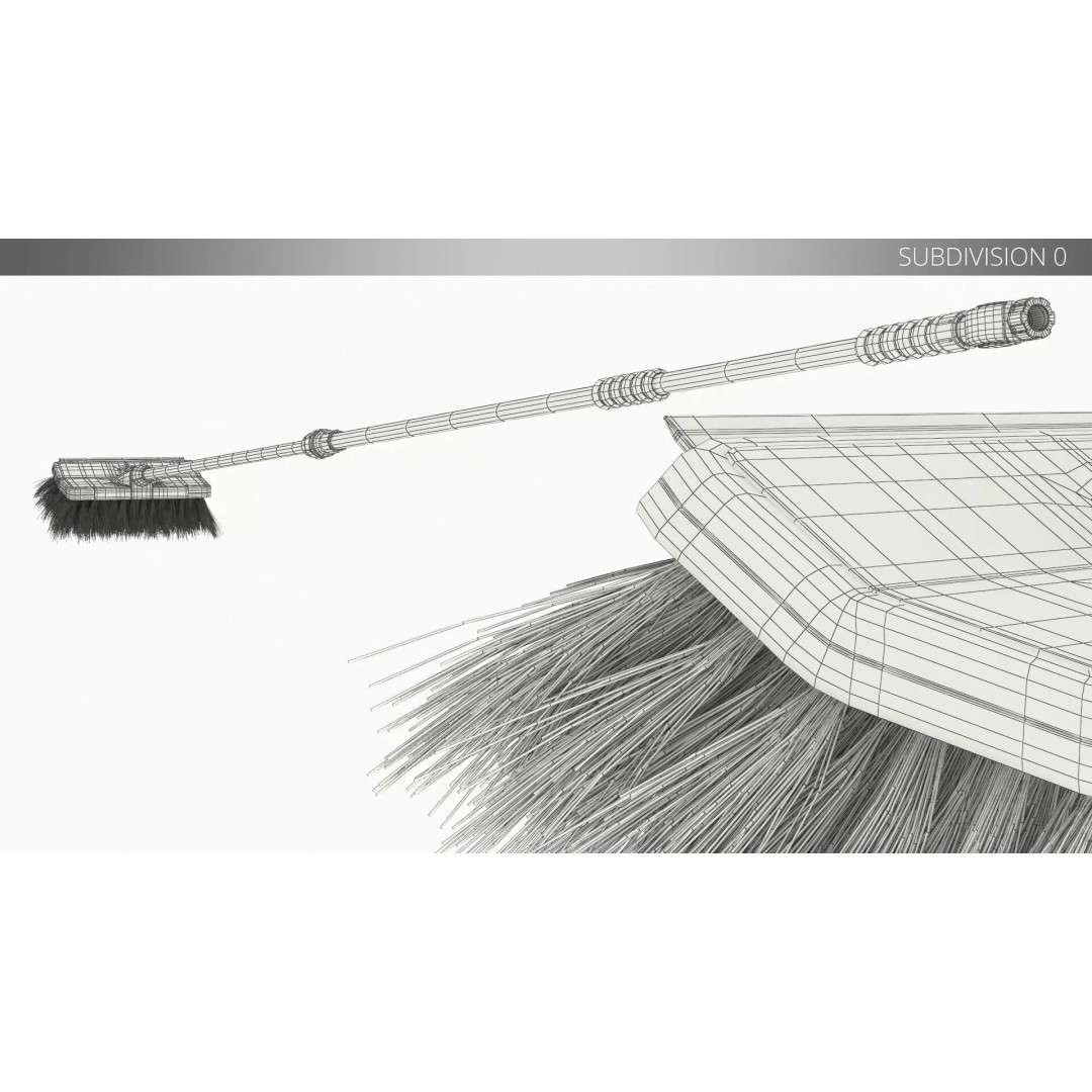 Extended Flow-Through Wash Brush 3D Model – PBR Textured Cleaning Tool, FBX - View 9