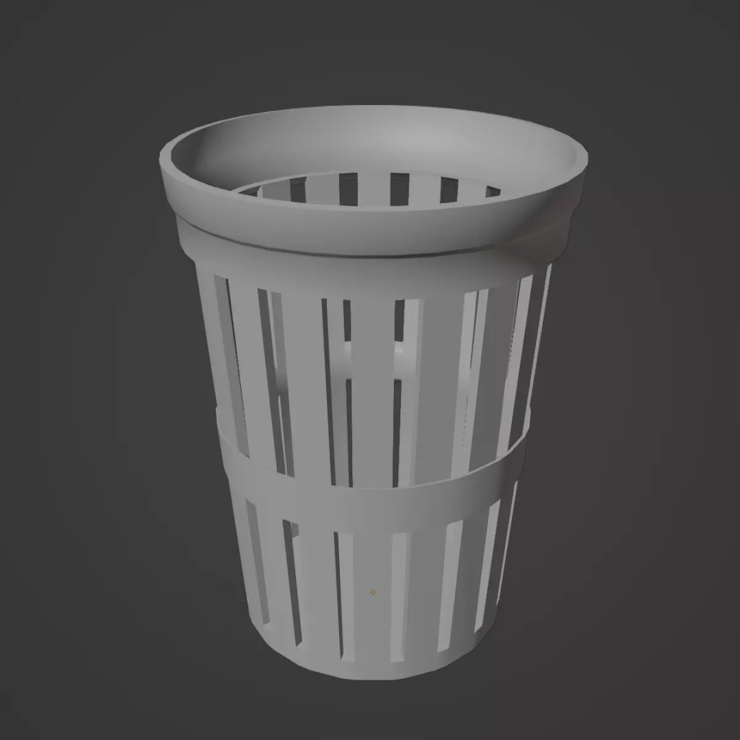 Street Trash Can Set 3D Model – Low Poly Game Asset, FBX, PBR