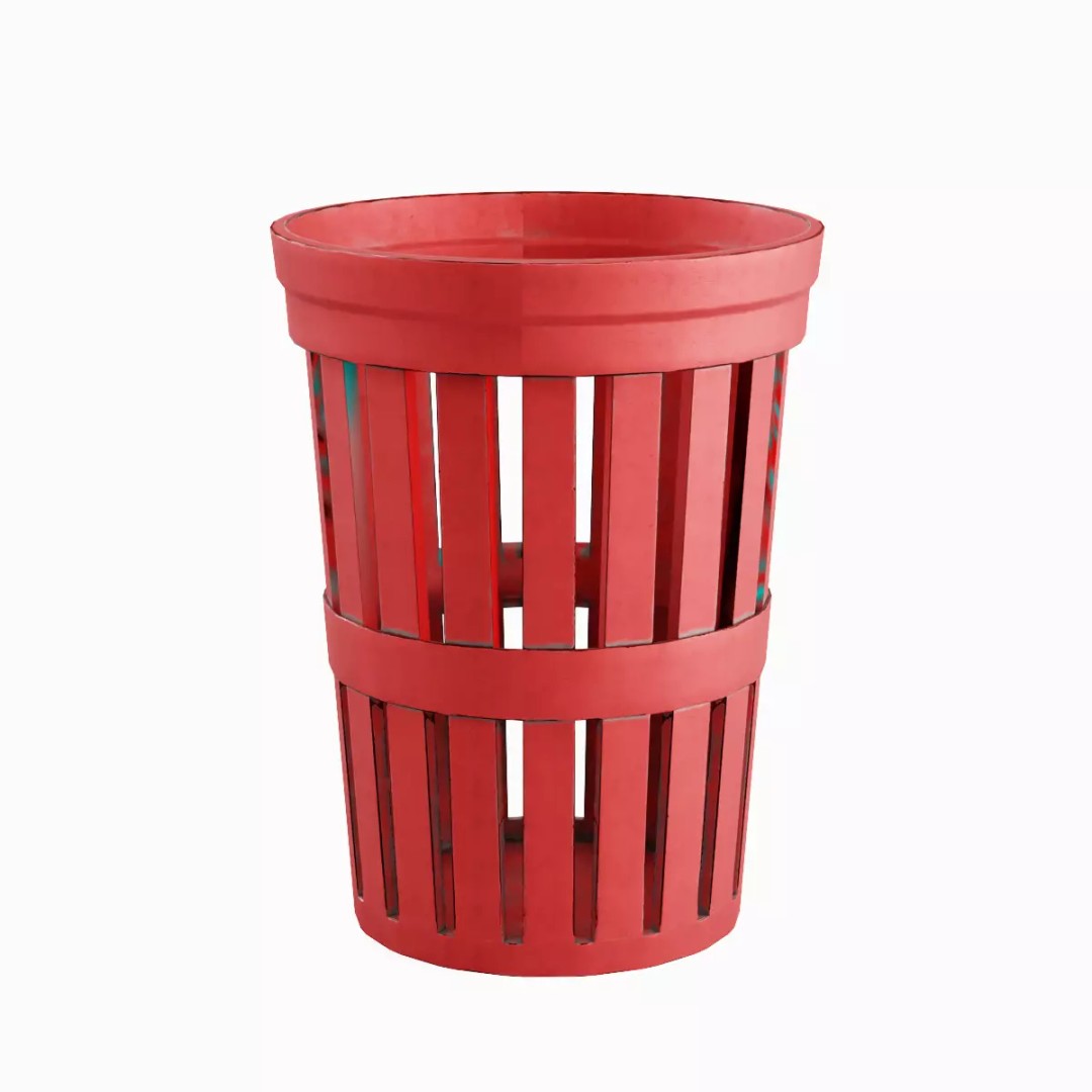 Street Trash Can Set 3D Model – Low Poly Game Asset, FBX, PBR - View 10