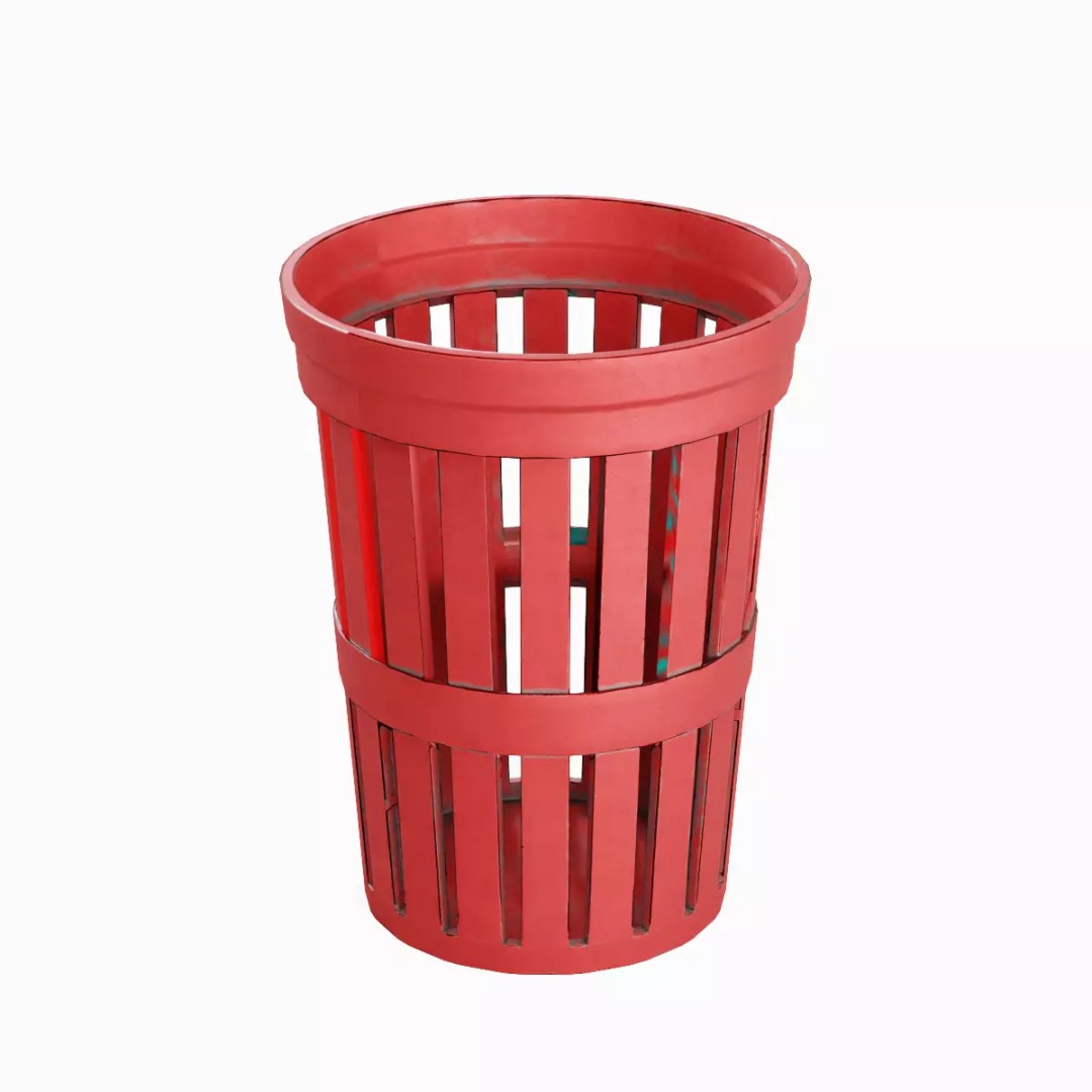 Street Trash Can Set 3D Model – Low Poly Game Asset, FBX, PBR - View 12