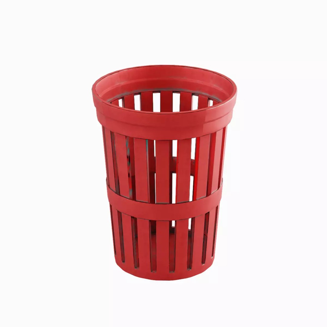 Street Trash Can Set 3D Model – Low Poly Game Asset, FBX, PBR - View 14