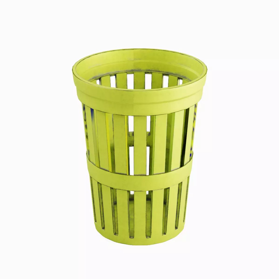Street Trash Can Set 3D Model – Low Poly Game Asset, FBX, PBR - View 19