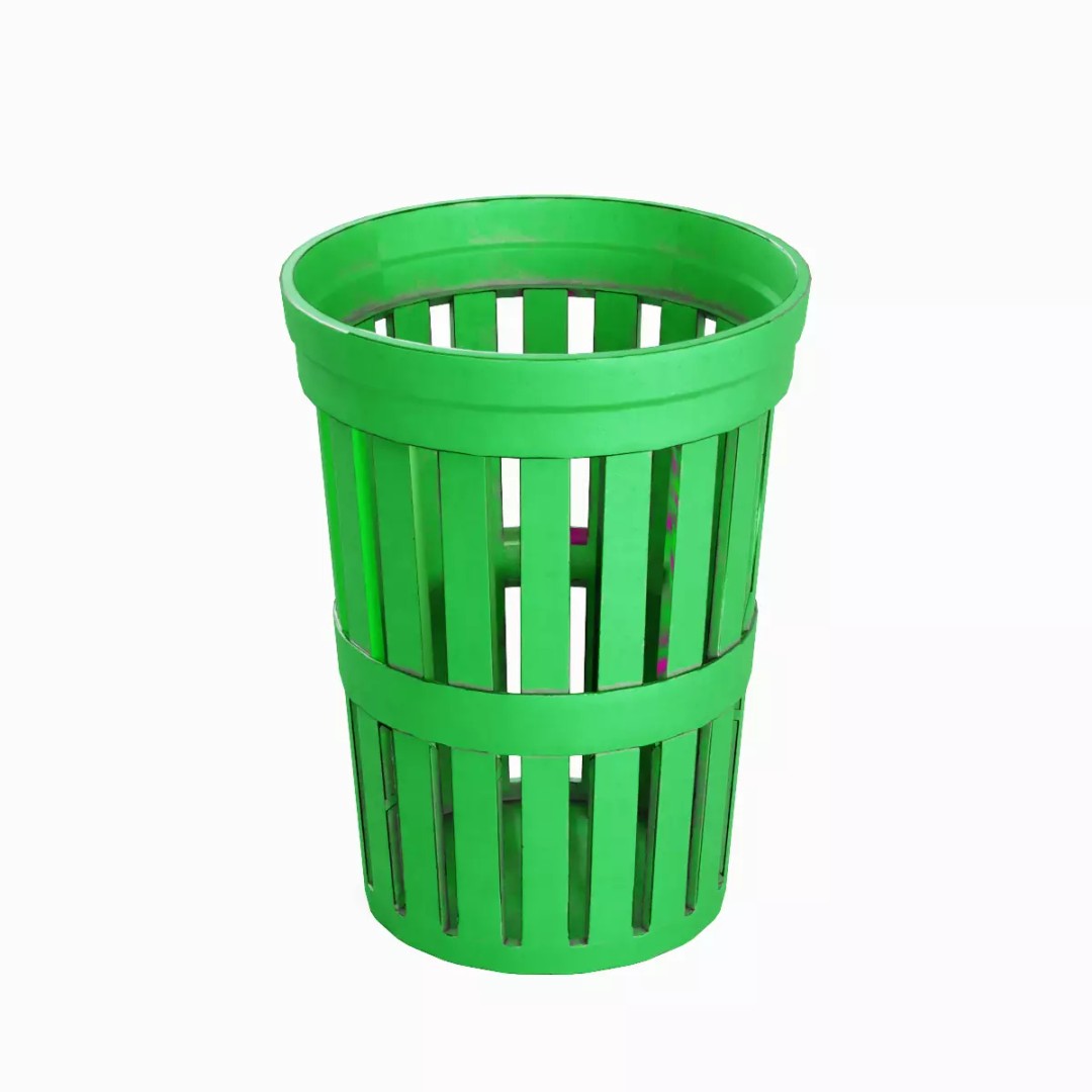 Street Trash Can Set 3D Model – Low Poly Game Asset, FBX, PBR - View 24