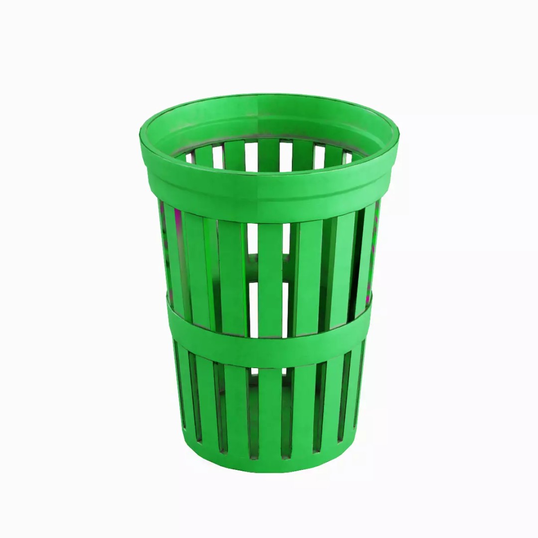 Street Trash Can Set 3D Model – Low Poly Game Asset, FBX, PBR - View 25