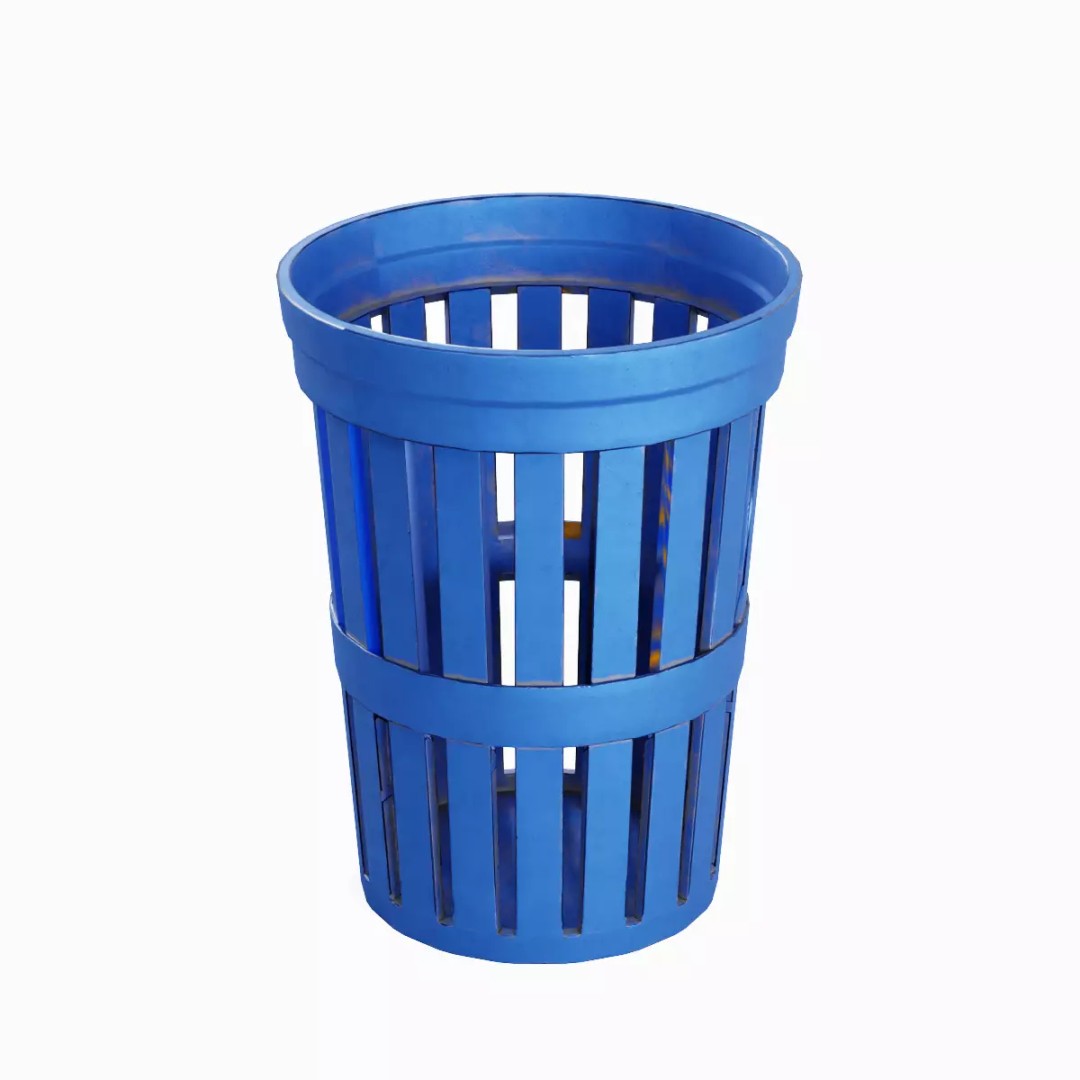 Street Trash Can Set 3D Model – Low Poly Game Asset, FBX, PBR - View 30