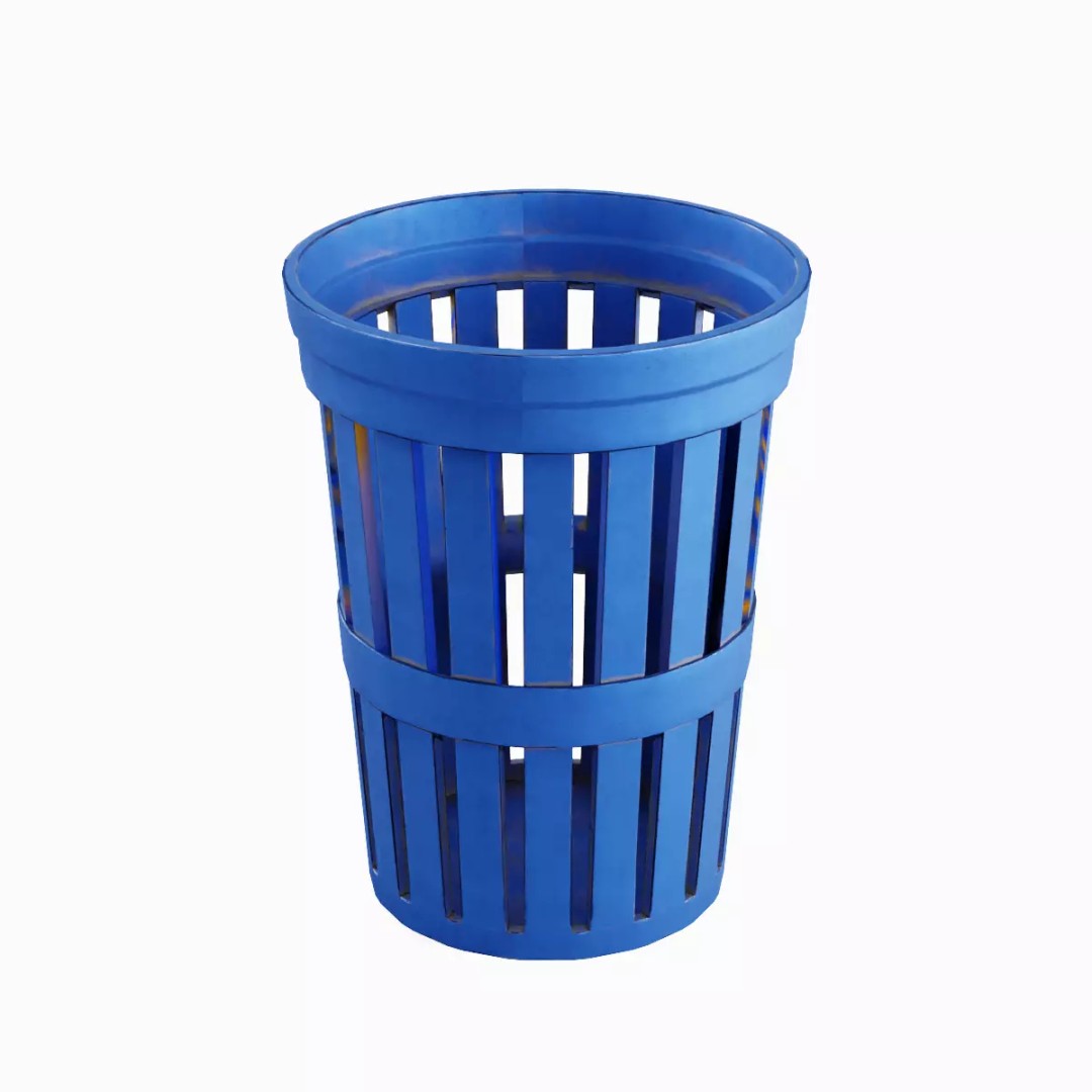 Street Trash Can Set 3D Model – Low Poly Game Asset, FBX, PBR - View 31