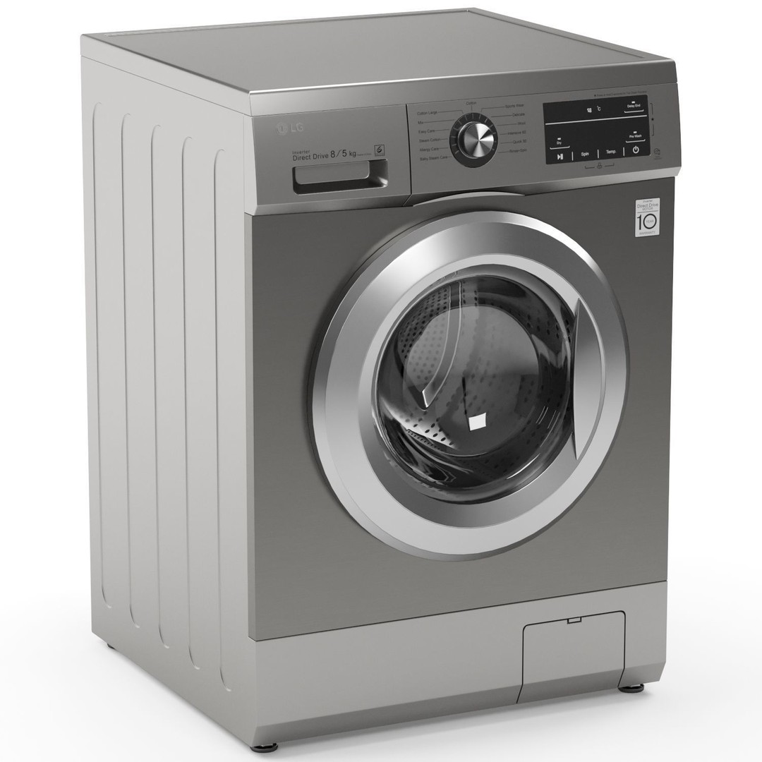 LG Washing Machine 3D Model – High Poly Appliance, FBX & OBJ Formats - View 3
