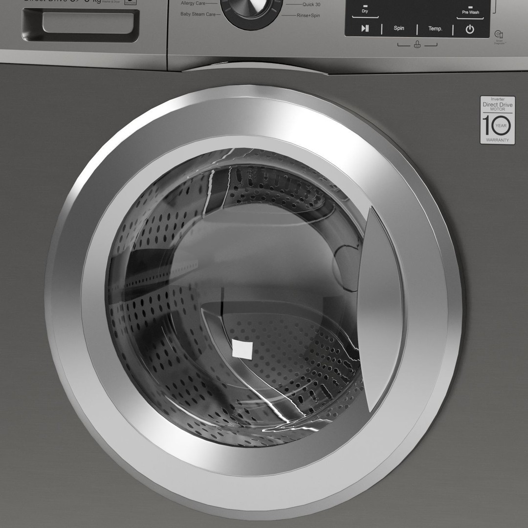 LG Washing Machine 3D Model – High Poly Appliance, FBX & OBJ Formats - View 5