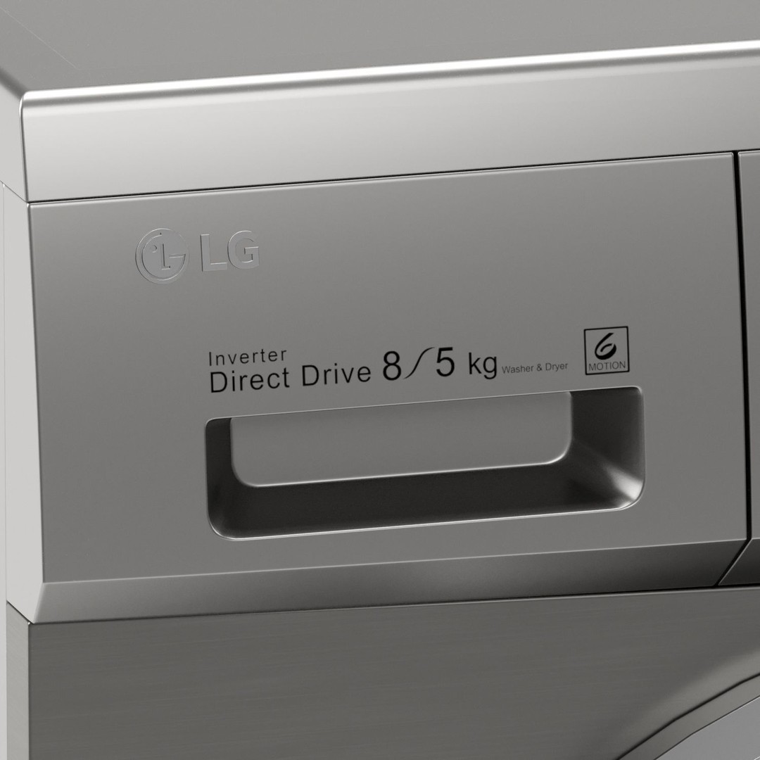 LG Washing Machine 3D Model – High Poly Appliance, FBX & OBJ Formats - View 6