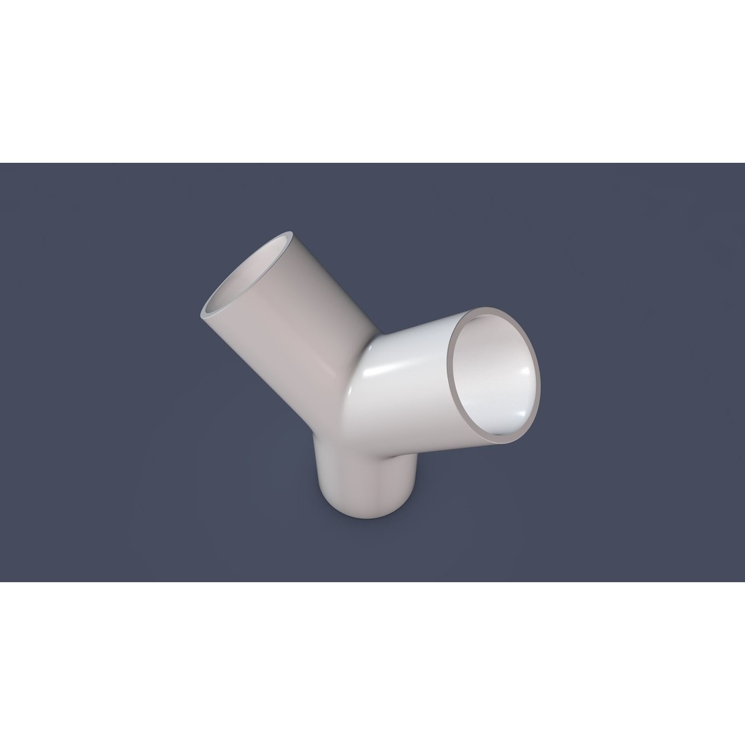 45° Pipe Connector 3D Model – Low Poly Industrial Part, FBX, OBJ - View 15