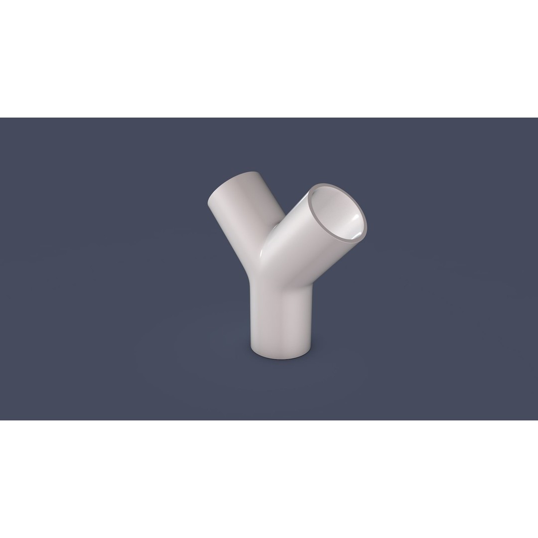 45° Pipe Connector 3D Model – Low Poly Industrial Part, FBX, OBJ - View 4