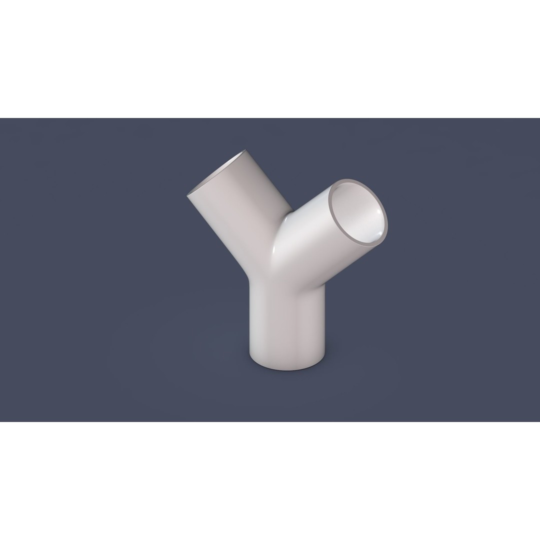 45° Pipe Connector 3D Model – Low Poly Industrial Part, FBX, OBJ - View 5