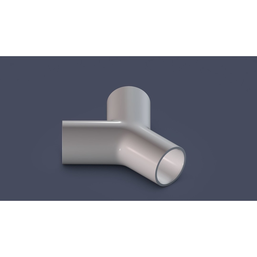 45° Pipe Connector 3D Model – Low Poly Industrial Part, FBX, OBJ - View 6