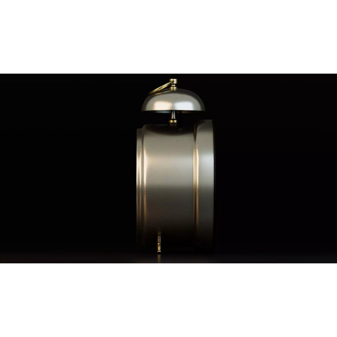 Vintage Alarm Clock 3D Model – Low Poly Game Asset, FBX, PBR Textures - View 10