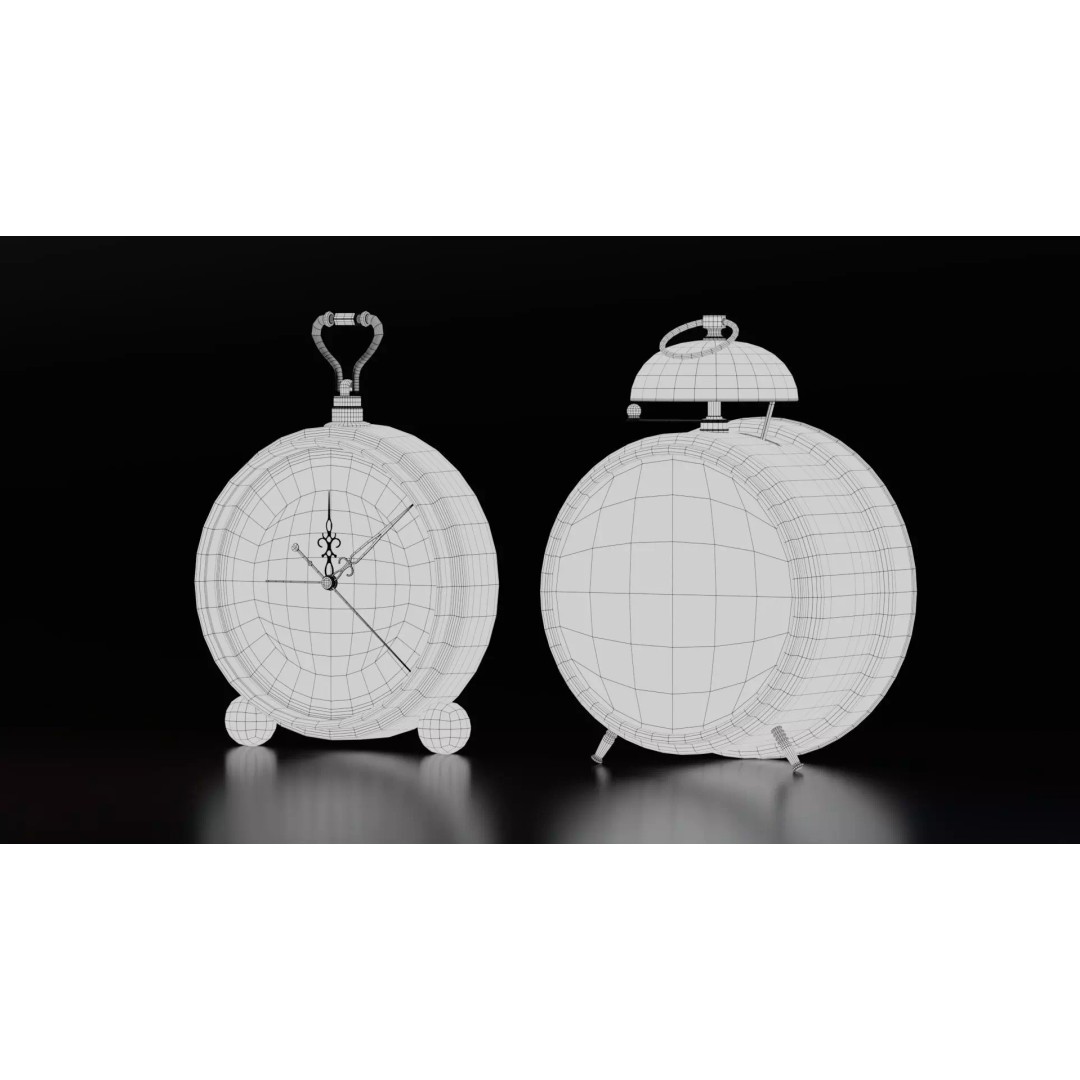 Vintage Alarm Clock 3D Model – Low Poly Game Asset, FBX, PBR Textures - View 13