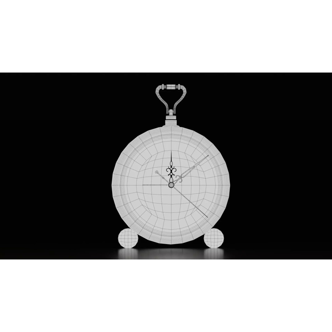 Vintage Alarm Clock 3D Model – Low Poly Game Asset, FBX, PBR Textures - View 14
