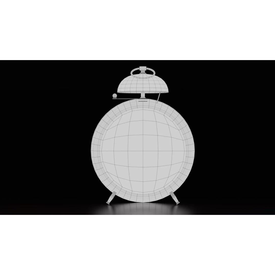 Vintage Alarm Clock 3D Model – Low Poly Game Asset, FBX, PBR Textures - View 16