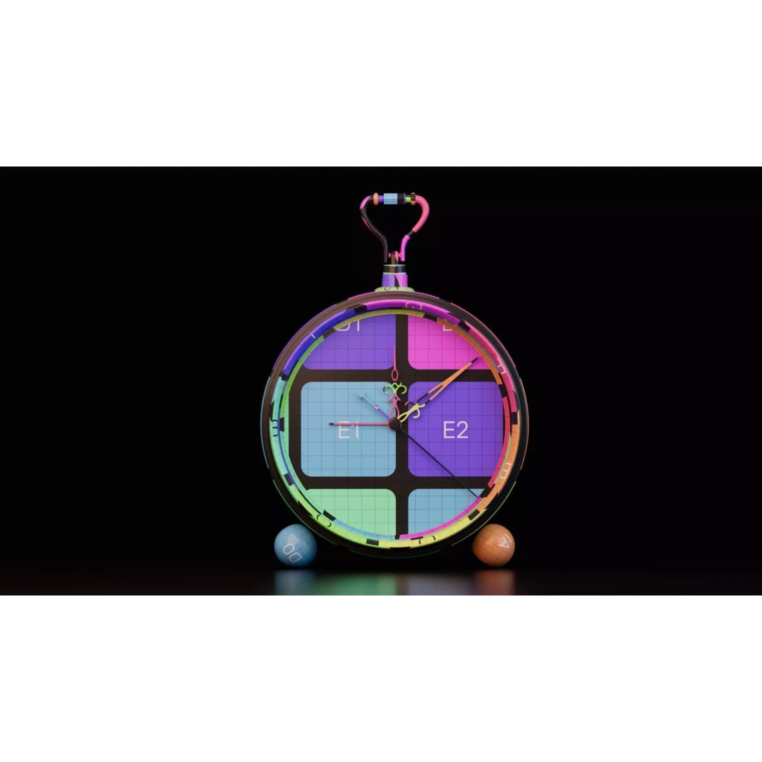 Vintage Alarm Clock 3D Model – Low Poly Game Asset, FBX, PBR Textures - View 20