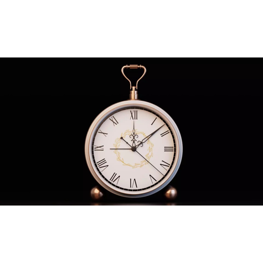 Vintage Alarm Clock 3D Model – Low Poly Game Asset, FBX, PBR Textures - View 5