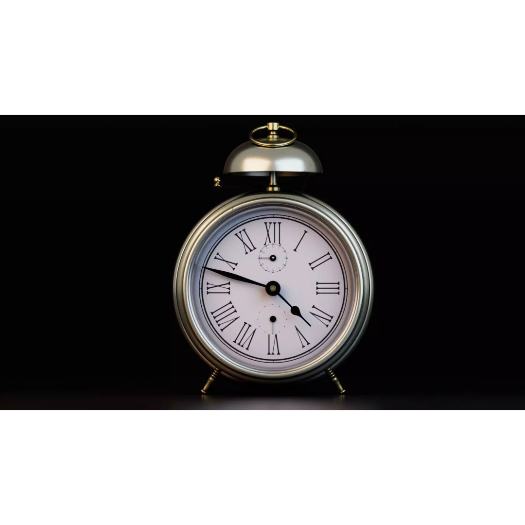 Vintage Alarm Clock 3D Model – Low Poly Game Asset, FBX, PBR Textures - View 9