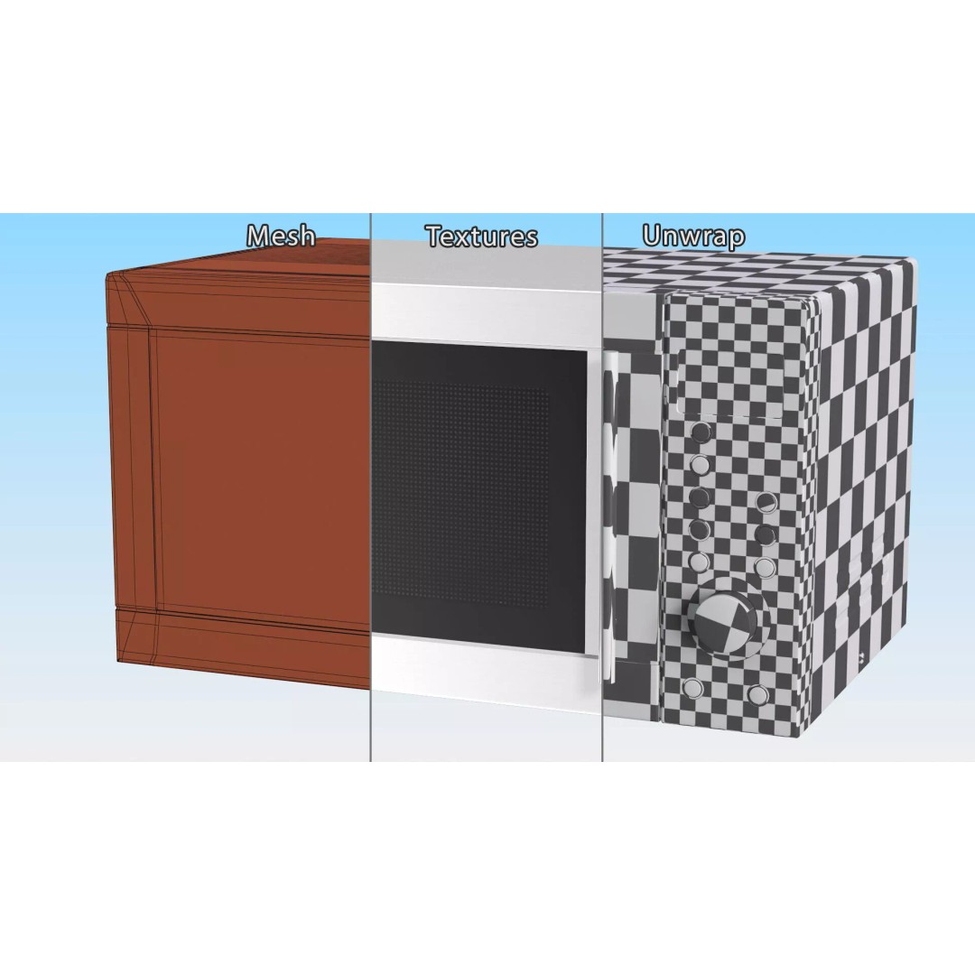 Countertop Microwave Oven 3D Model – High Poly Kitchen Appliance, PBR Textures - View 18