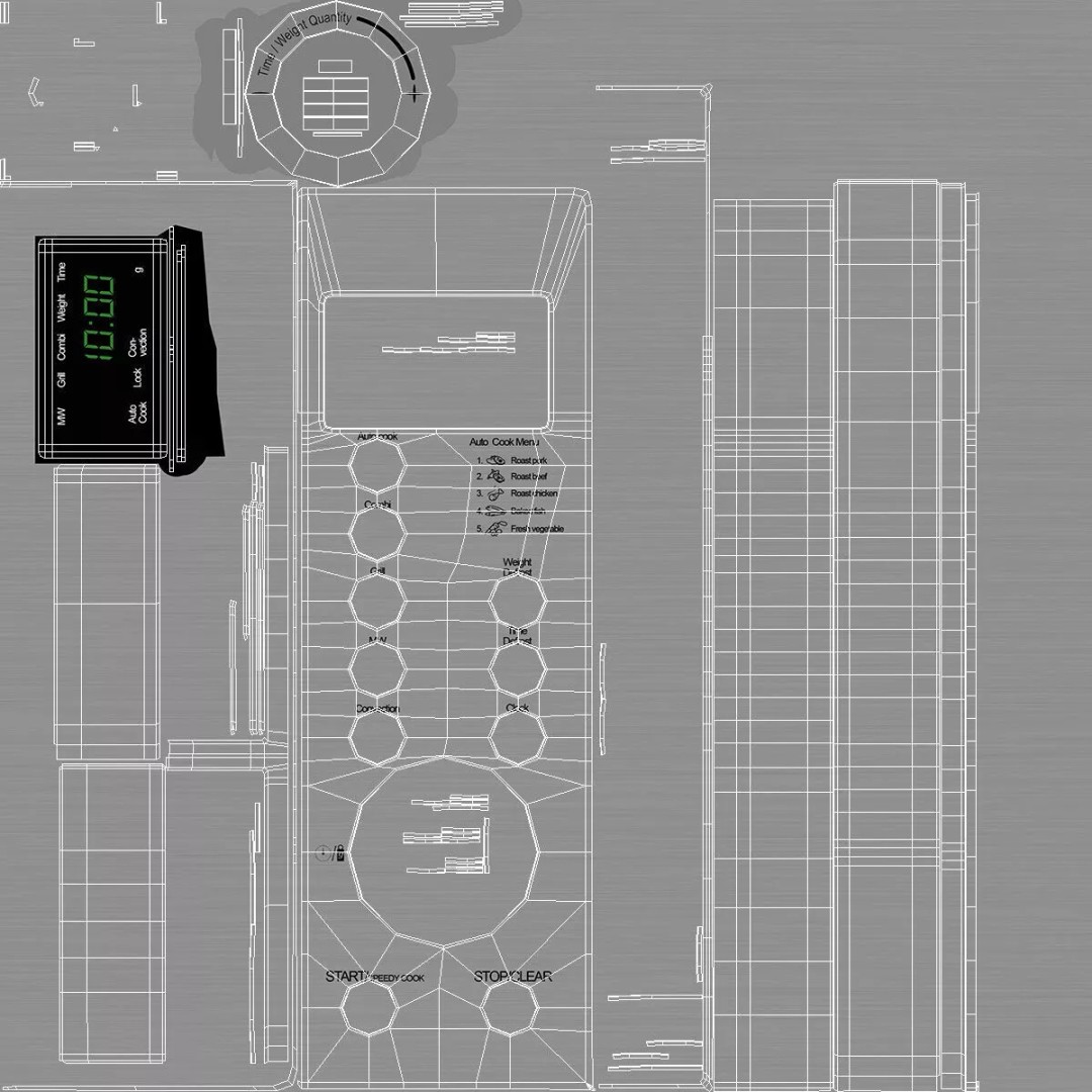 Countertop Microwave Oven 3D Model – High Poly Kitchen Appliance, PBR Textures - View 21