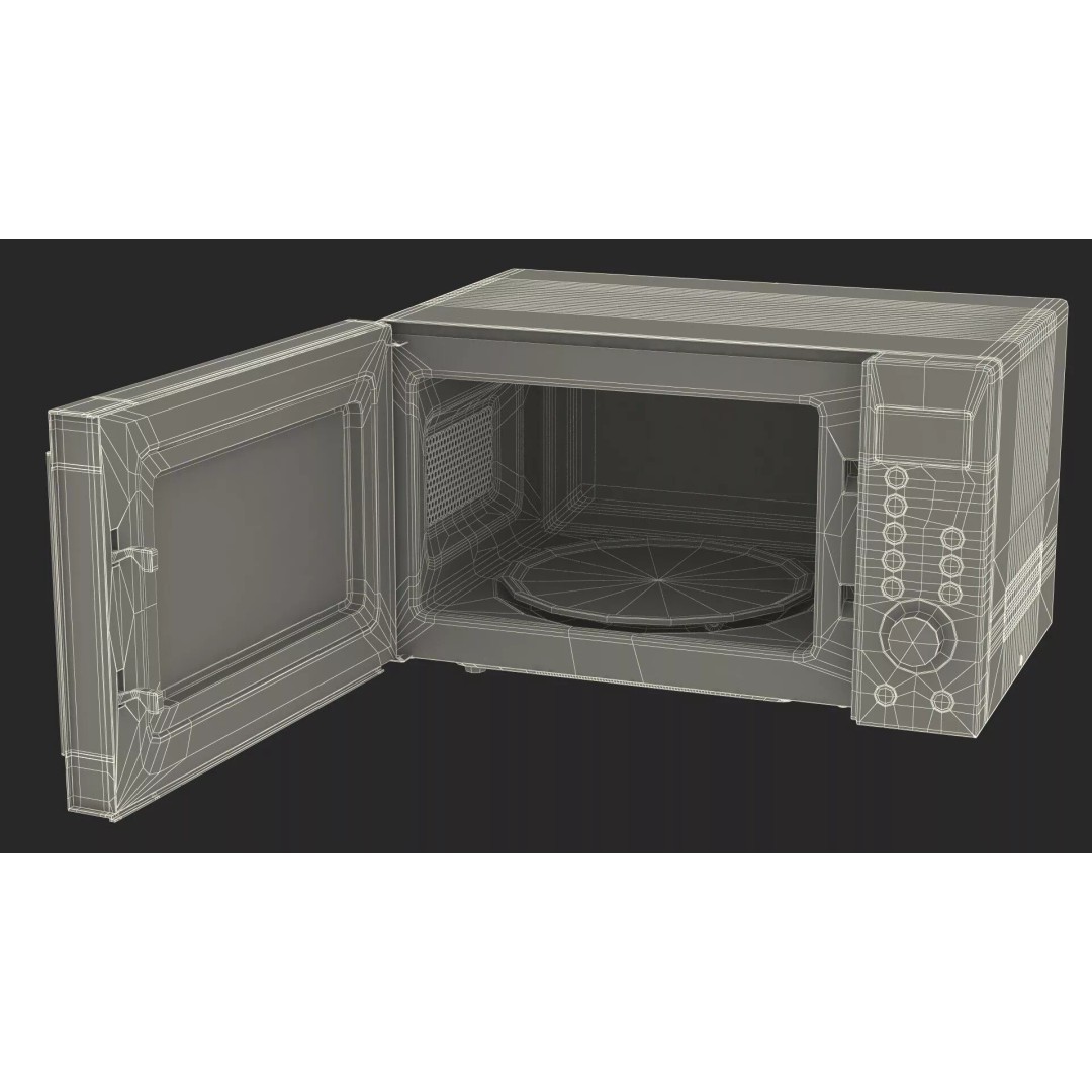 Countertop Microwave Oven 3D Model – High Poly Kitchen Appliance, PBR Textures - View 28