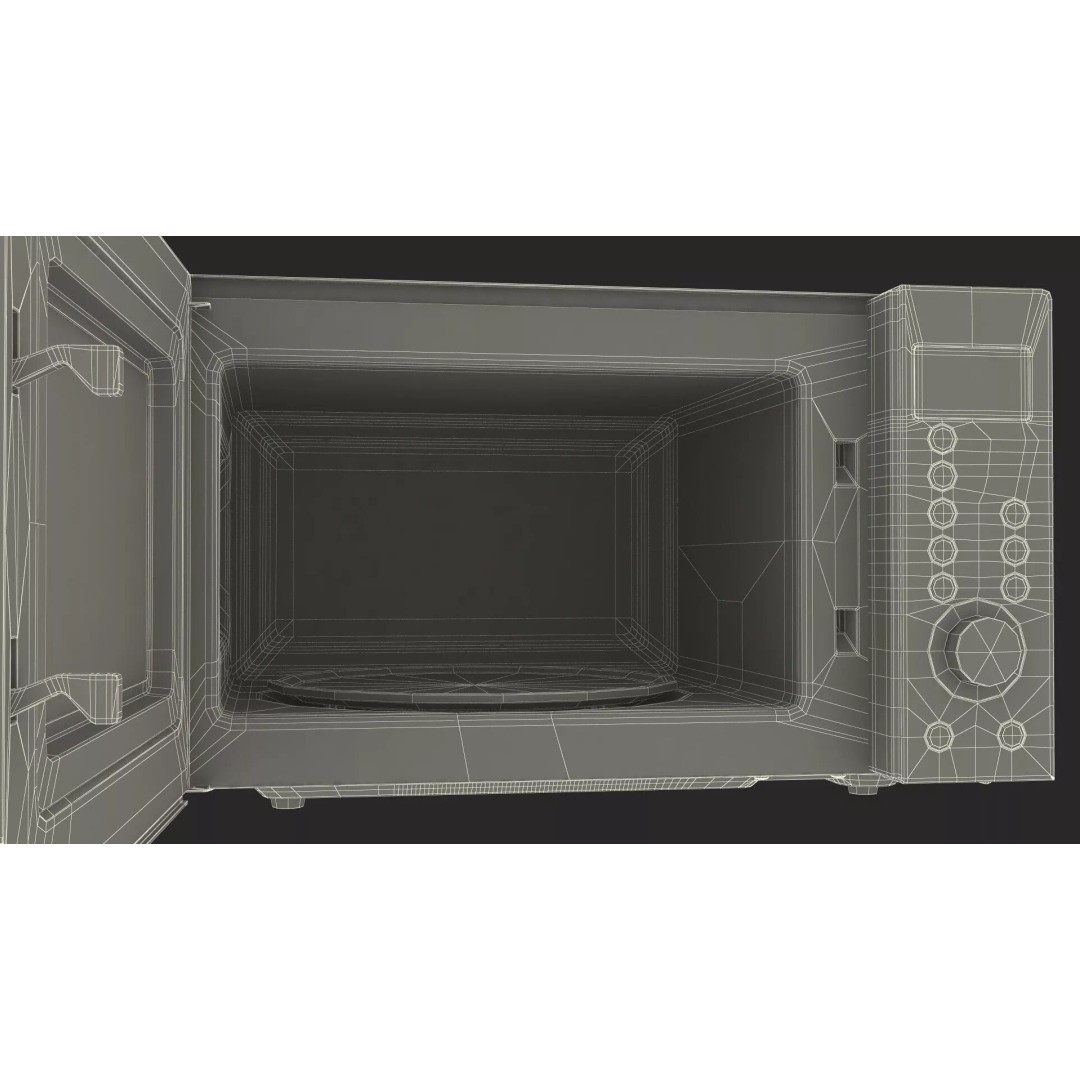 Countertop Microwave Oven 3D Model – High Poly Kitchen Appliance, PBR Textures - View 29