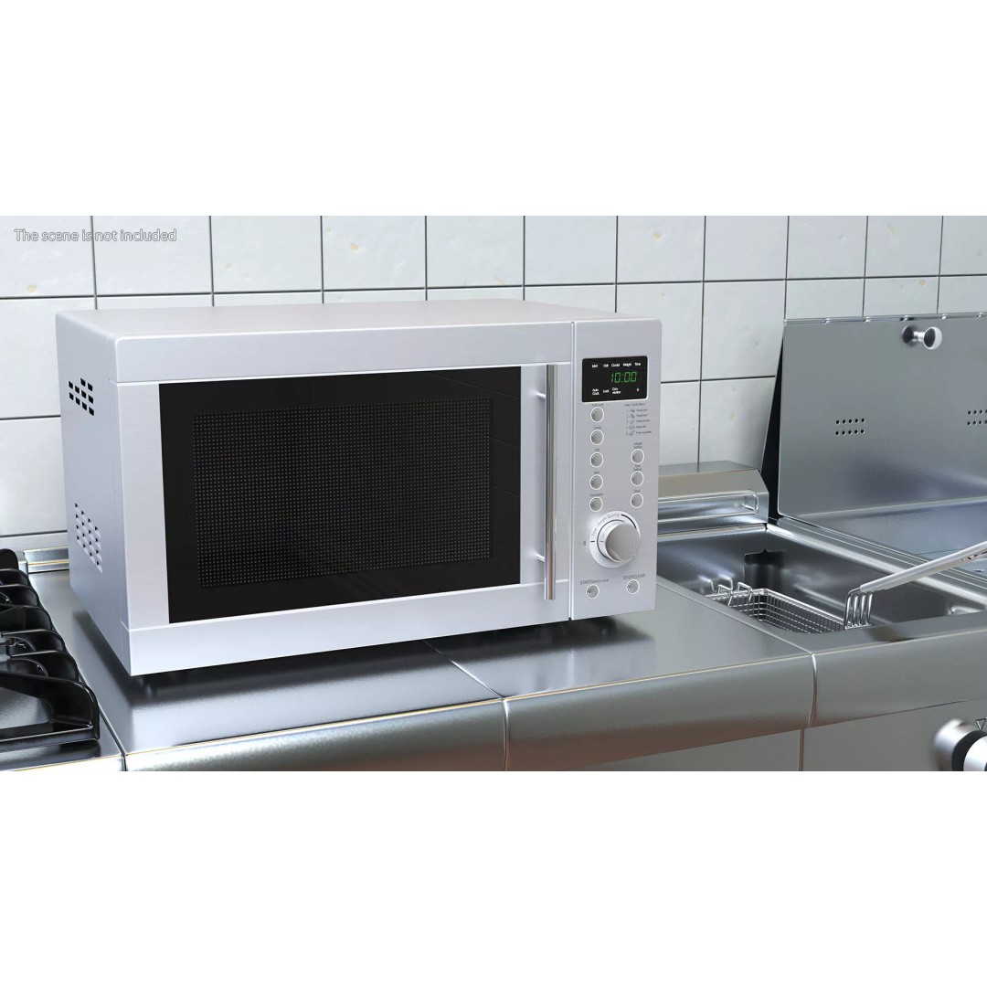 Countertop Microwave Oven 3D Model – High Poly Kitchen Appliance, PBR Textures - View 3