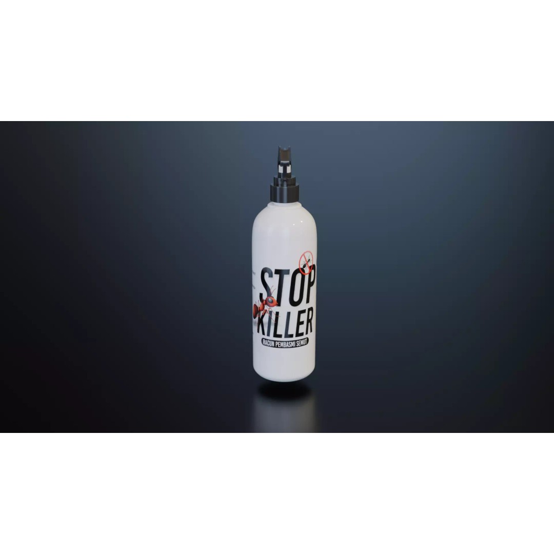 Ant Killer Spray Bottle 3D Model – Realistic Plastic Design, FBX - View 2