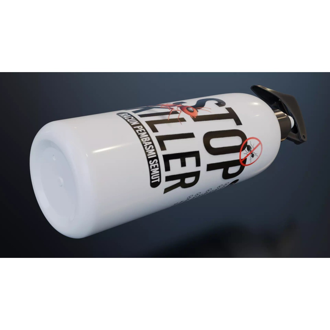 Ant Killer Spray Bottle 3D Model – Realistic Plastic Design, FBX - View 9