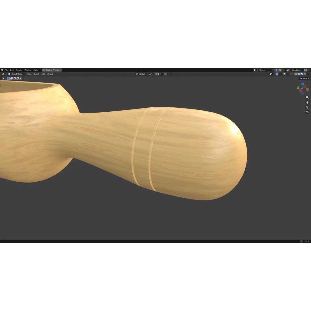Wood Scoop 3D Model – Low Poly PBR Kitchenware, FBX, OBJ - View 11