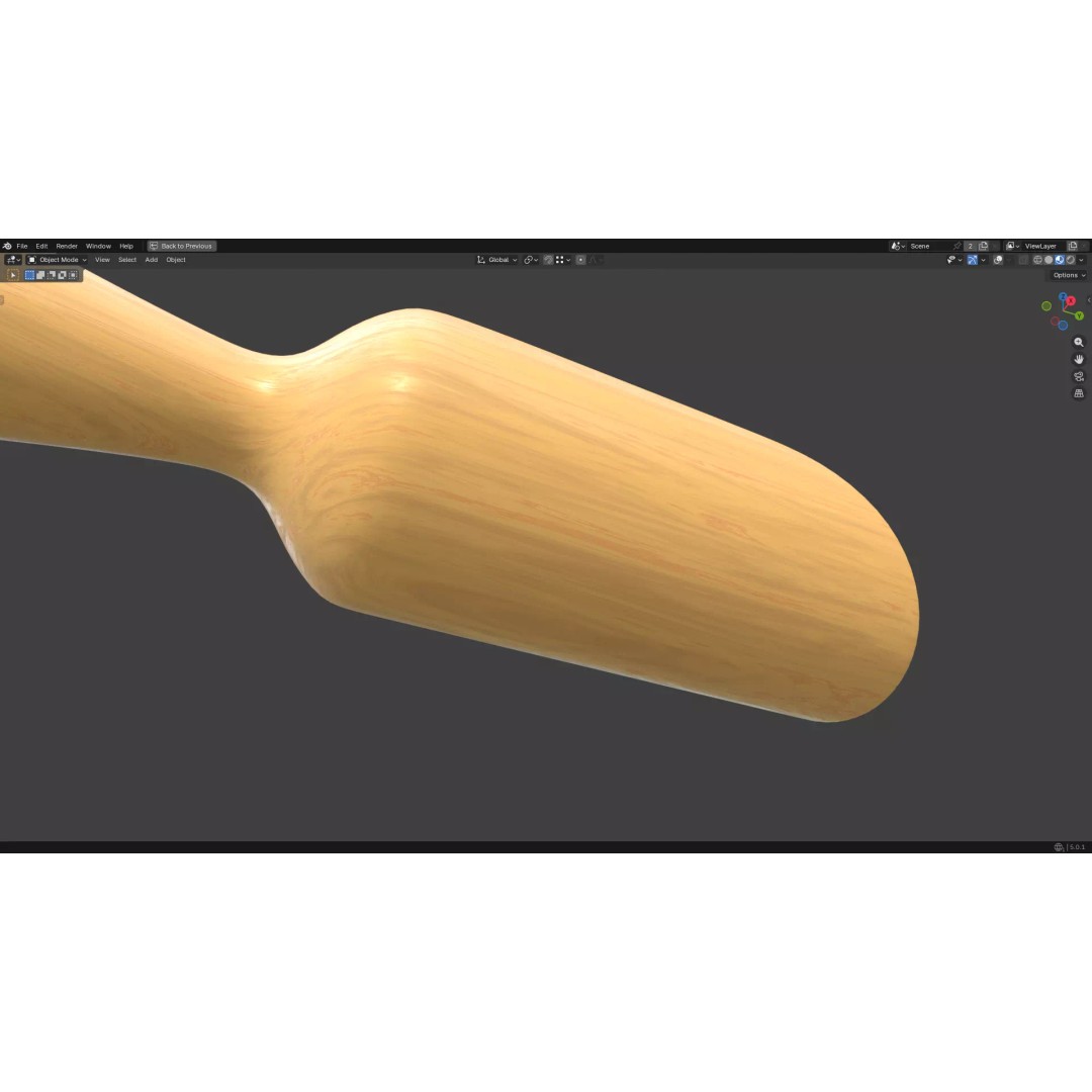 Wood Scoop 3D Model – Low Poly PBR Kitchenware, FBX, OBJ - View 13