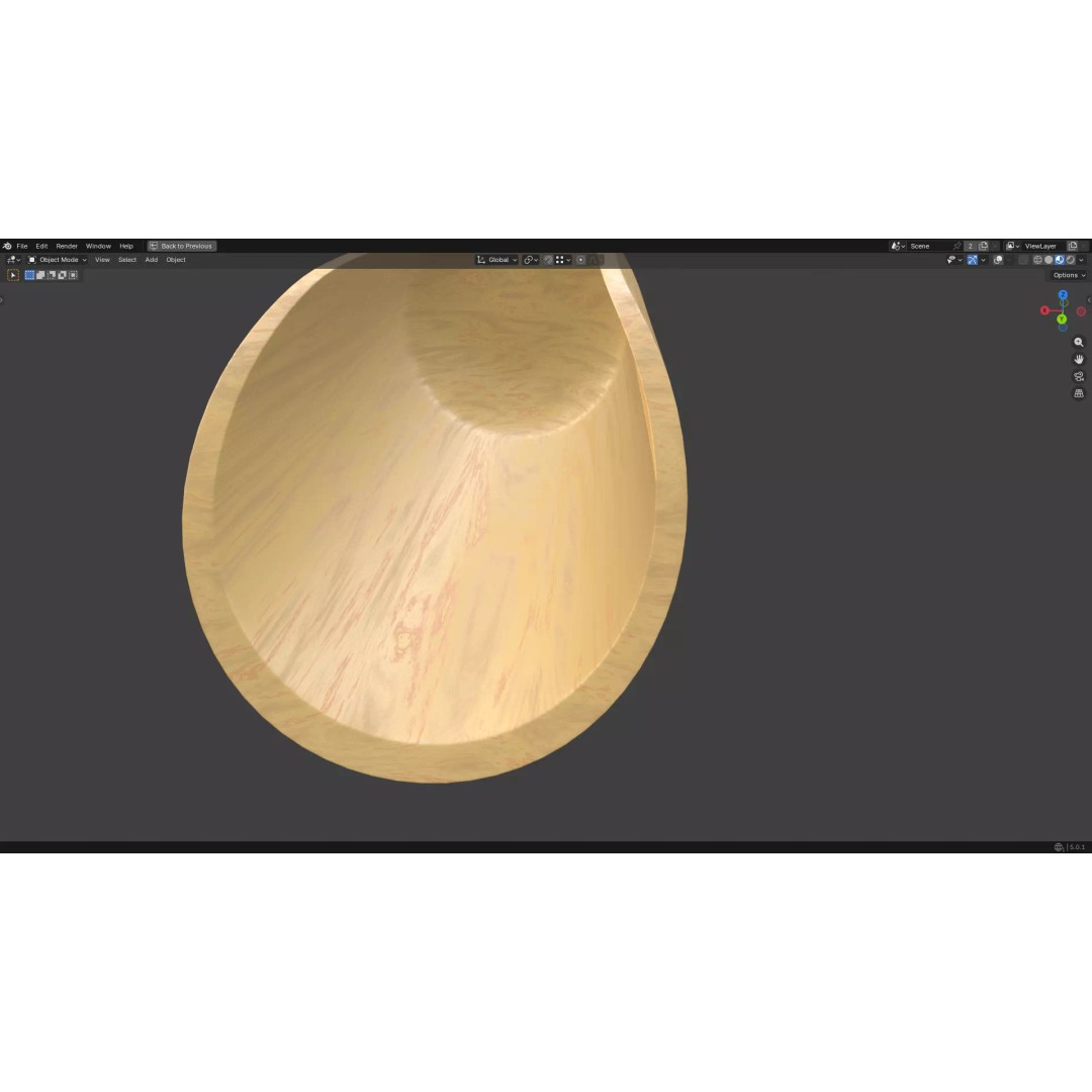 Wood Scoop 3D Model – Low Poly PBR Kitchenware, FBX, OBJ - View 15
