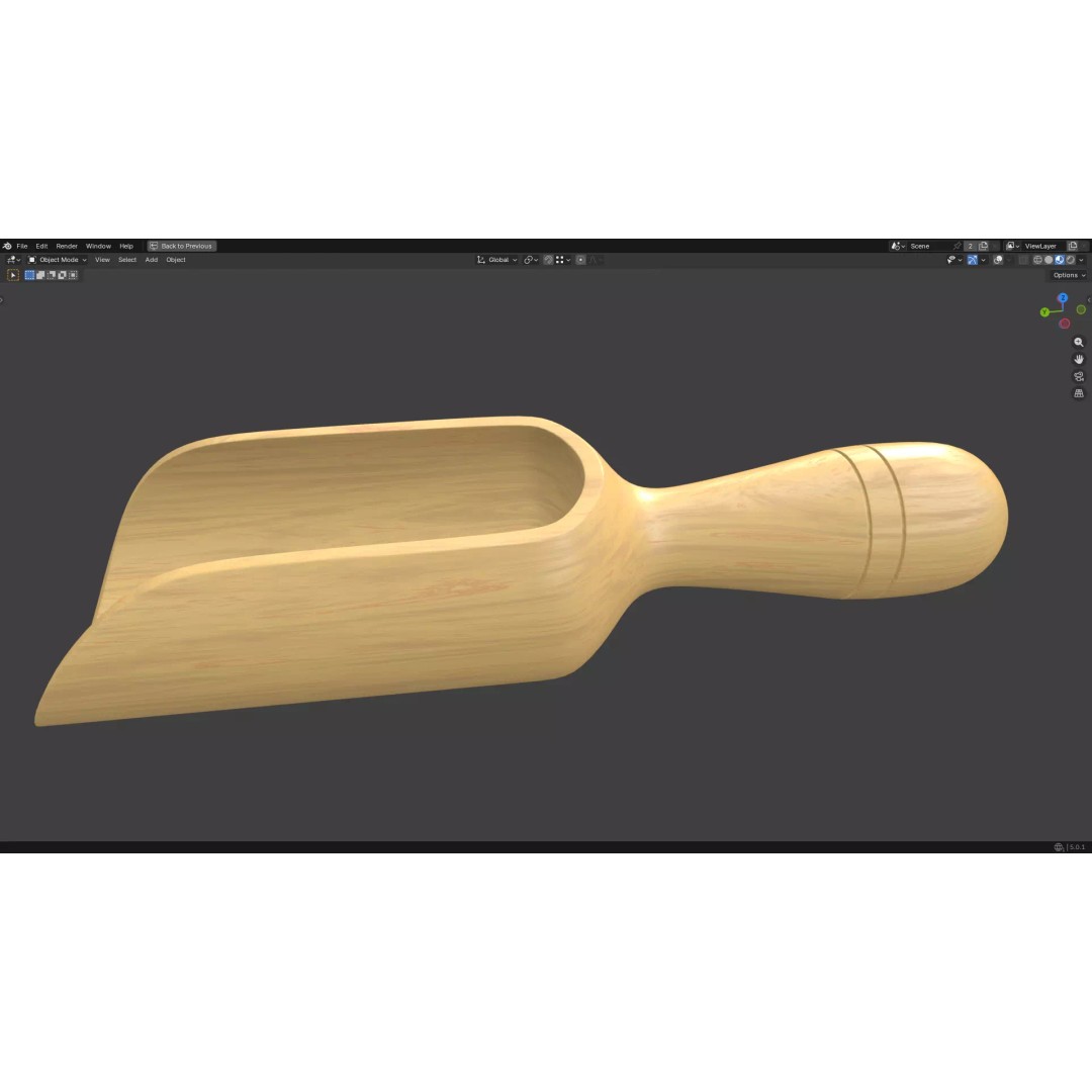 Wood Scoop 3D Model – Low Poly PBR Kitchenware, FBX, OBJ - View 16