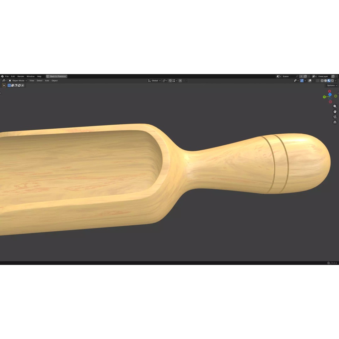 Wood Scoop 3D Model – Low Poly PBR Kitchenware, FBX, OBJ - View 18