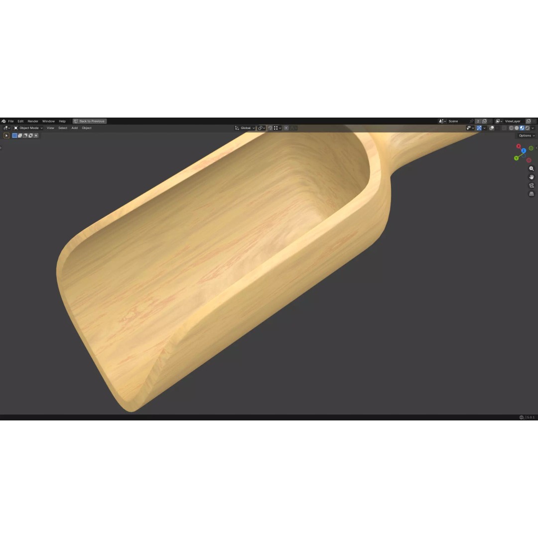 Wood Scoop 3D Model – Low Poly PBR Kitchenware, FBX, OBJ - View 19