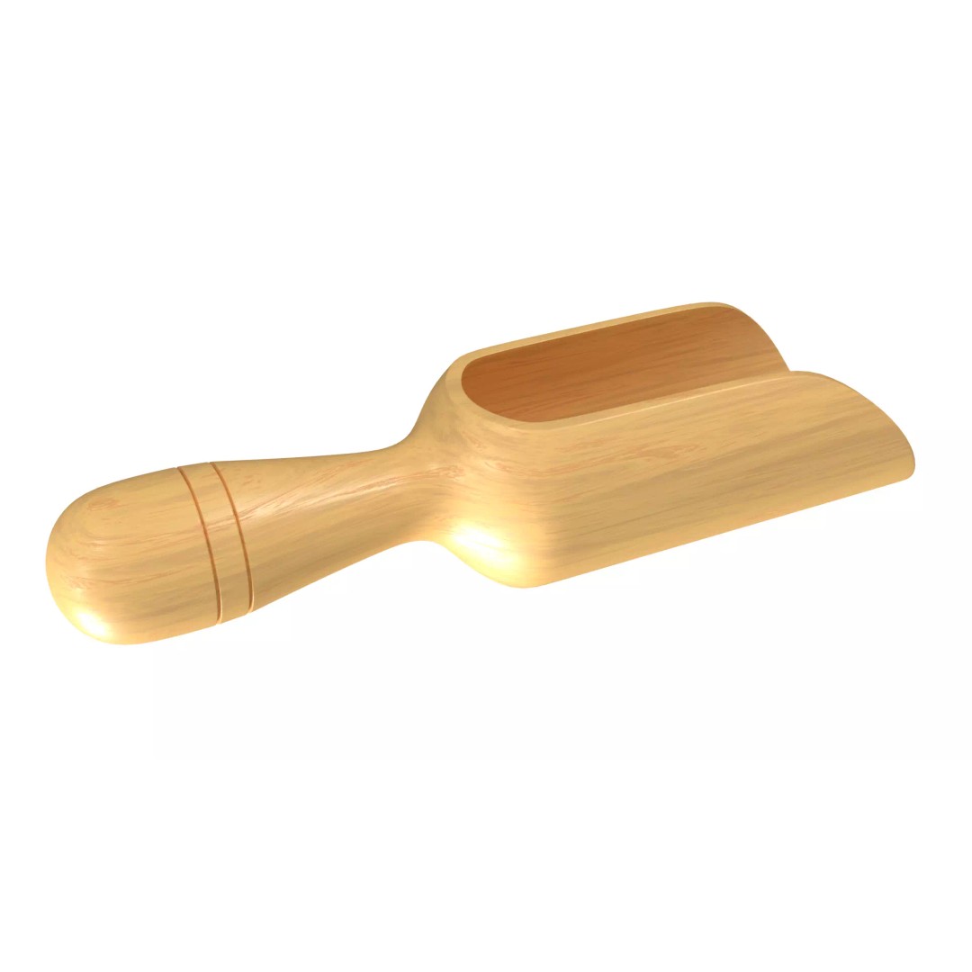 Wood Scoop 3D Model – Low Poly PBR Kitchenware, FBX, OBJ - View 2