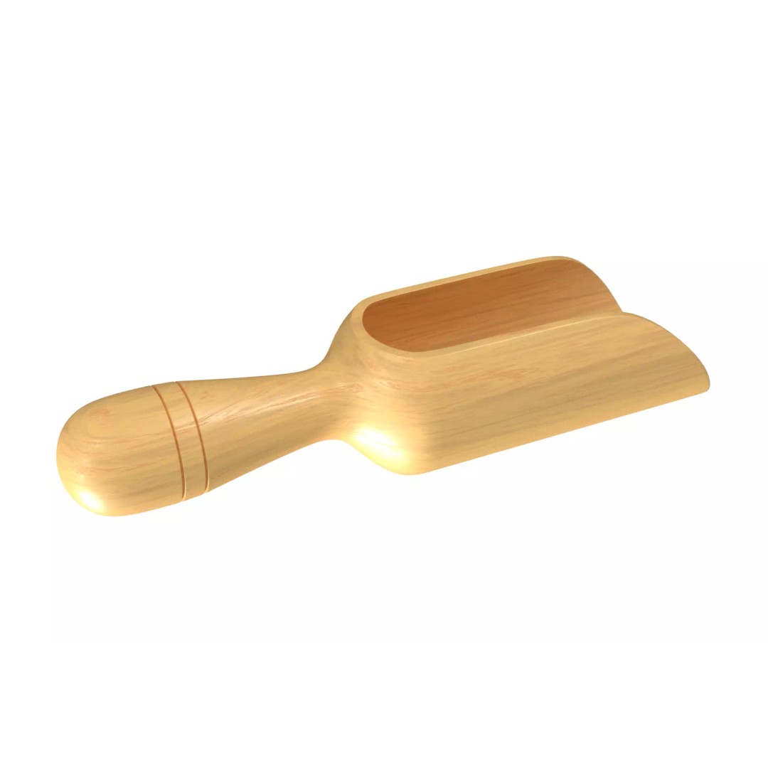 Wood Scoop 3D Model – Low Poly PBR Kitchenware, FBX, OBJ - View 3