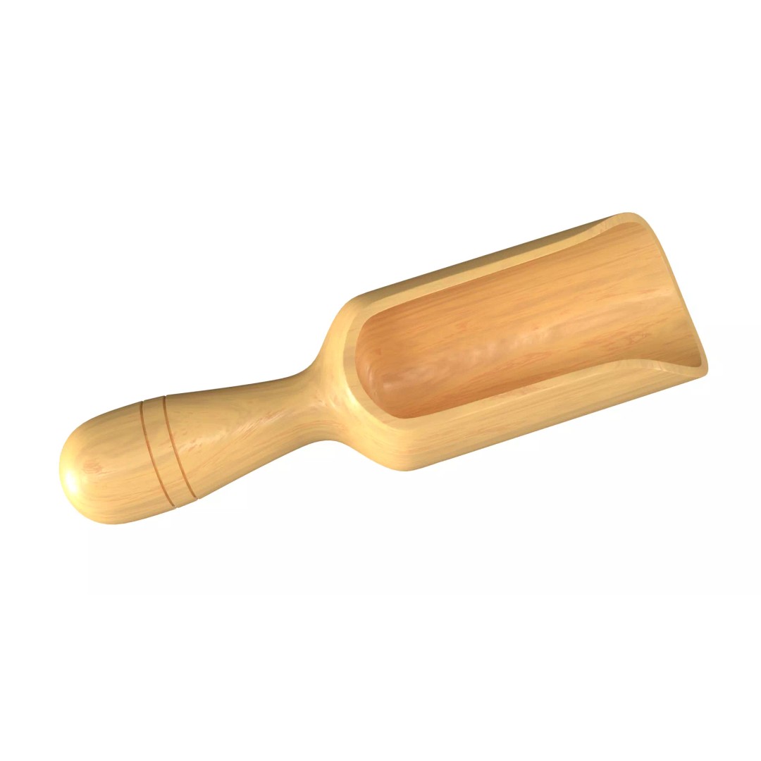 Wood Scoop 3D Model – Low Poly PBR Kitchenware, FBX, OBJ - View 4