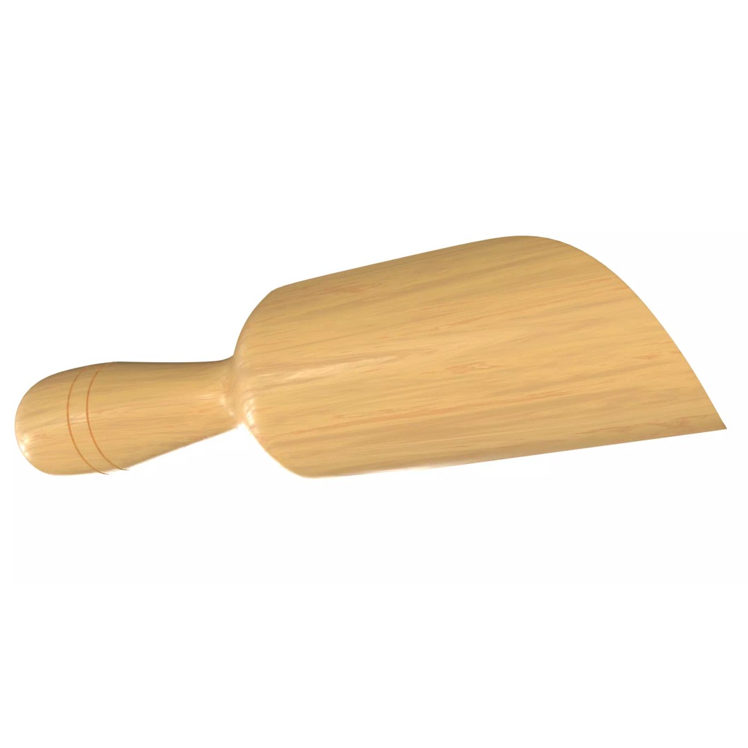Wood Scoop 3D Model – Low Poly PBR Kitchenware, FBX, OBJ - View 7