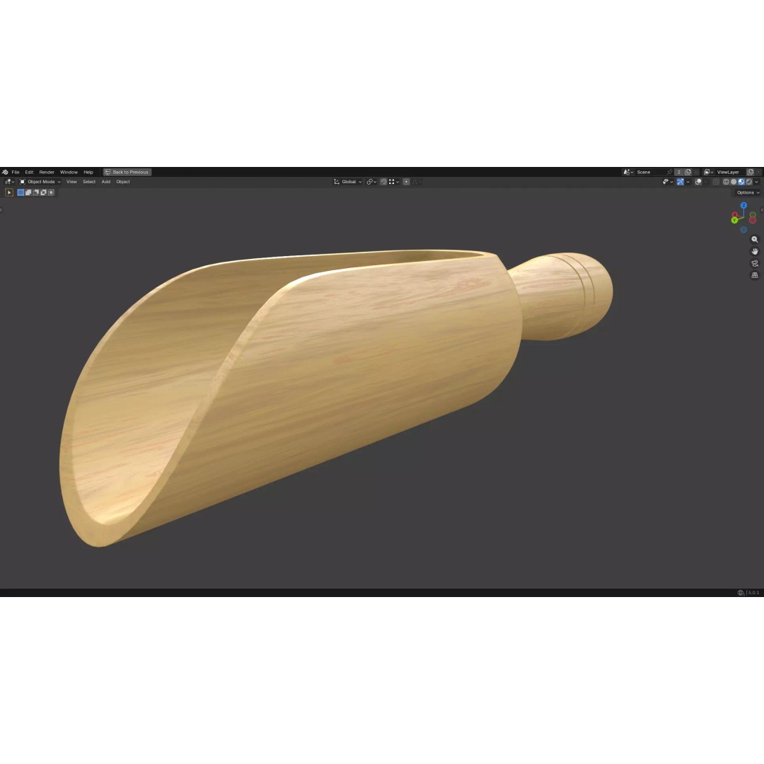 Wood Scoop 3D Model – Low Poly PBR Kitchenware, FBX, OBJ - View 9