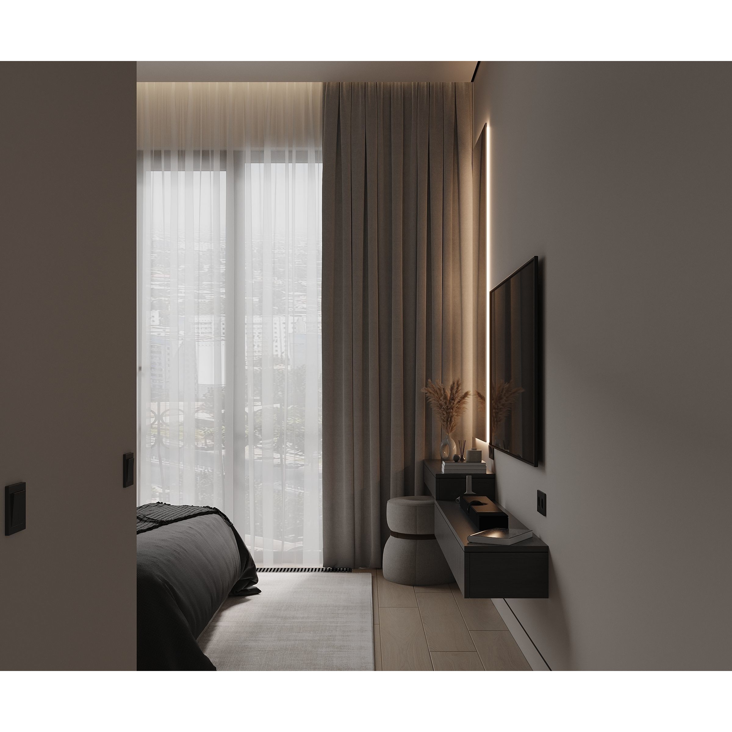 Interior Bedroom and Living Room - Game-Ready 3D Model - View 14