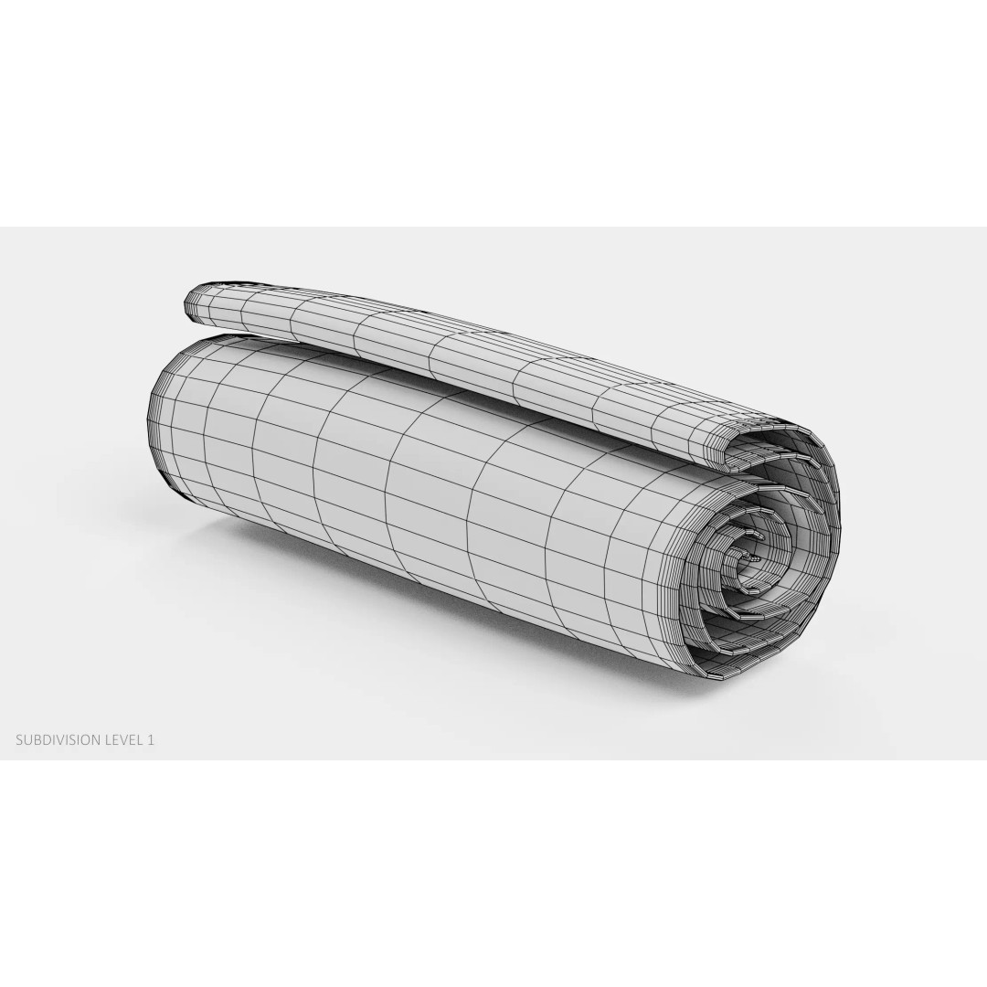 Rolled Towel 3D Model – Realistic Bathroom Linen, Blender PBR - View 13